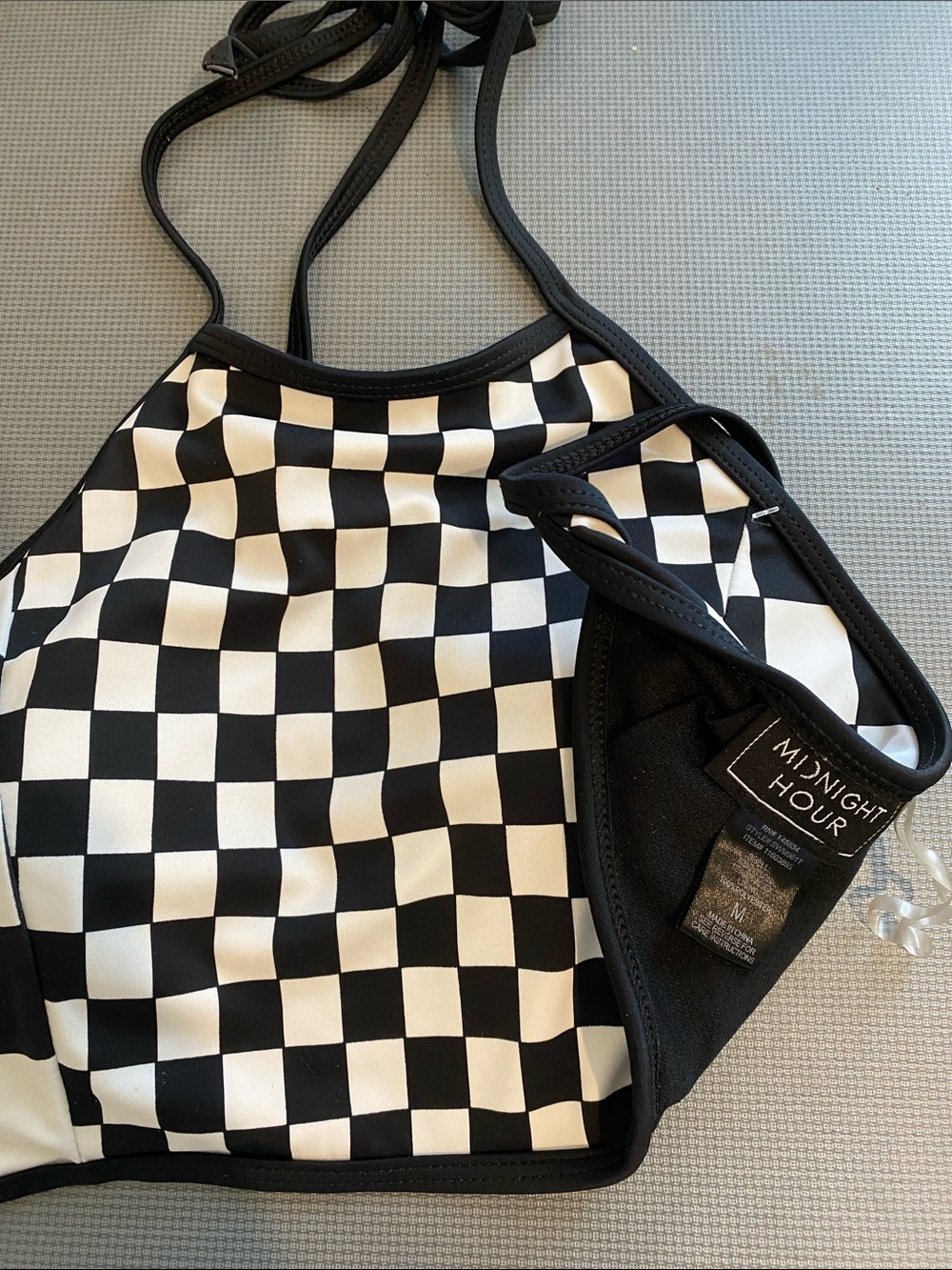 Midnight Hour Black & White Checkered Halter Top